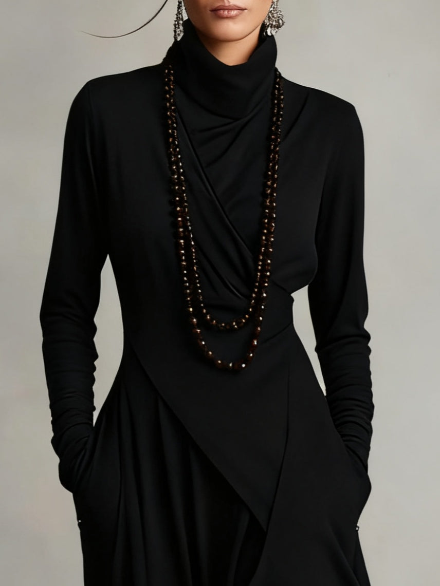 Vanessa | Vintage Asymmetric Roll-Neck Dress