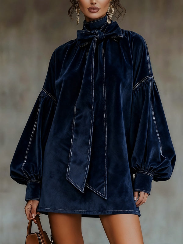 Molly | Velvet Mini Dress with Bow