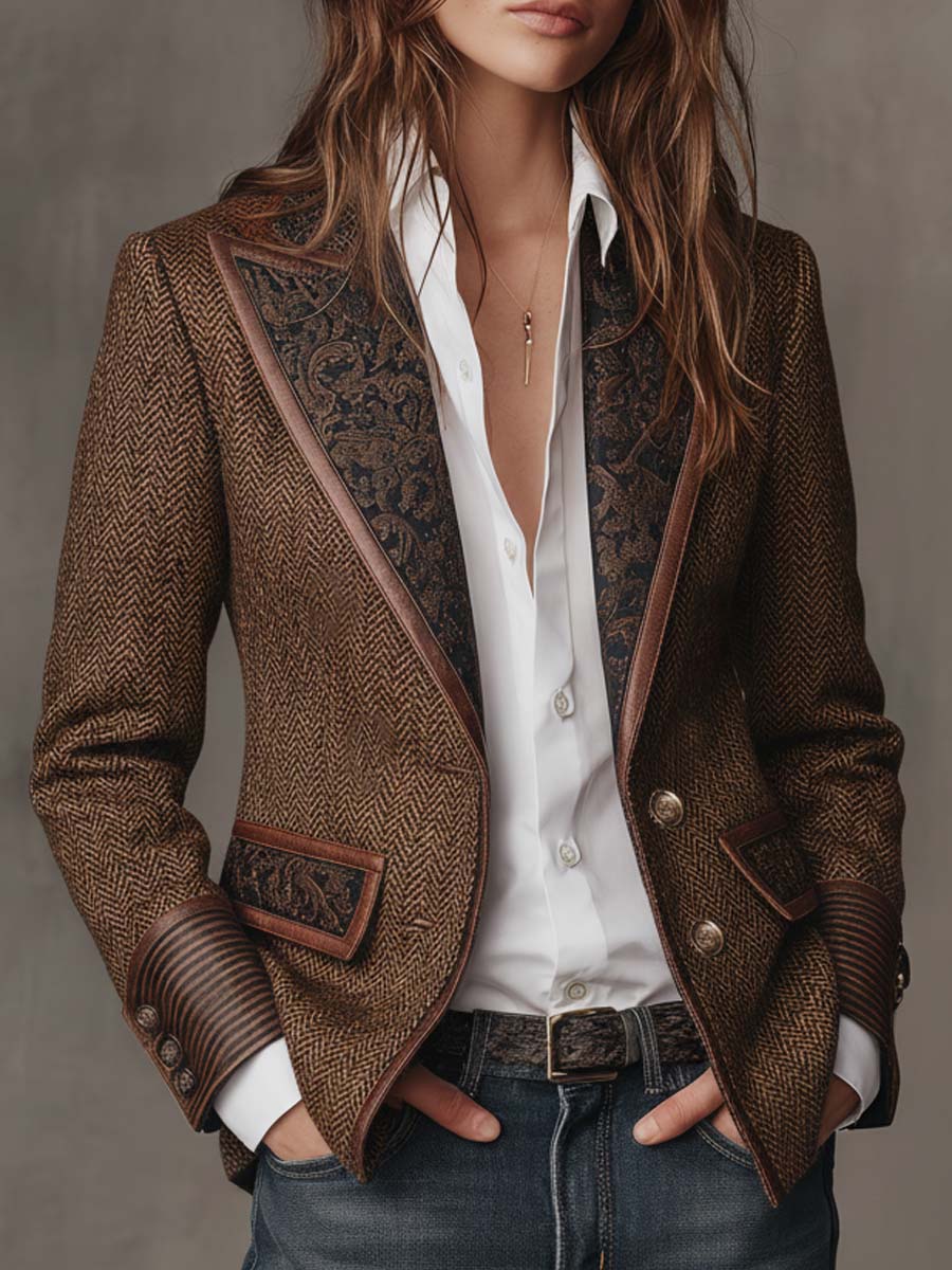 Ottilie | Blazer with Printed Chevron Inserts