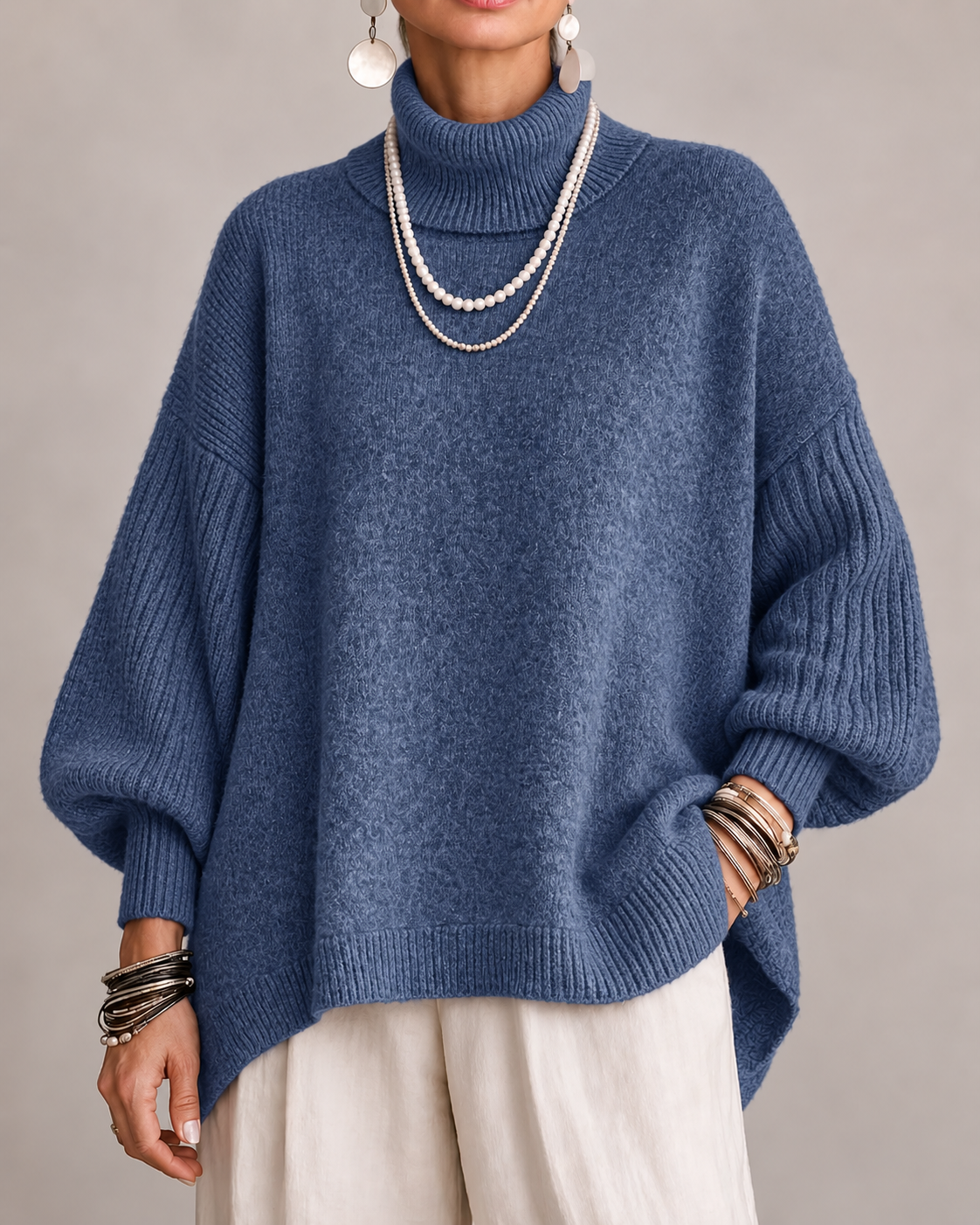 Moira | Elegant High-Low Turtleneck Sweater