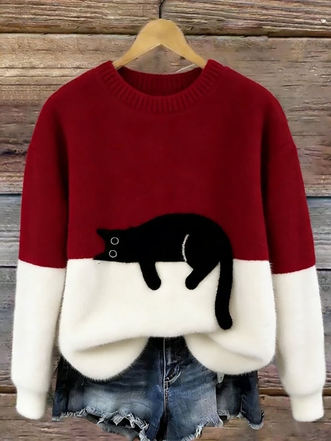 Evelyn | Cat Motif Oversized Sweater