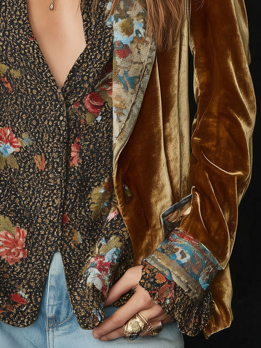 Sybil | Vintage Patchwork Floral Print Blazer