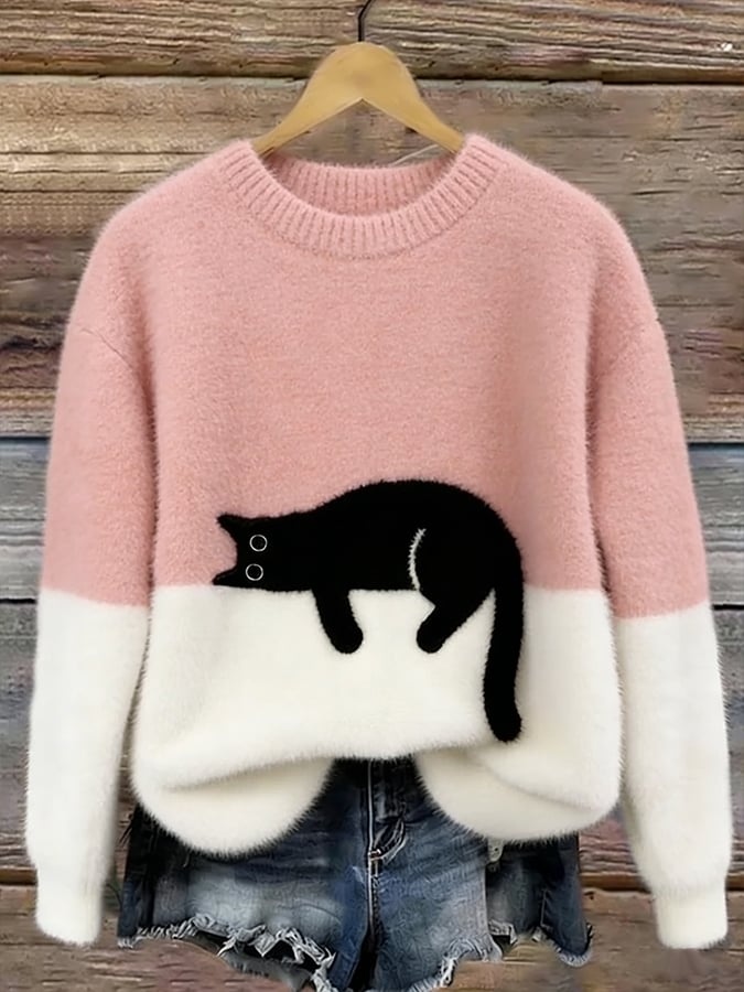 Evelyn | Cat Motif Oversized Sweater