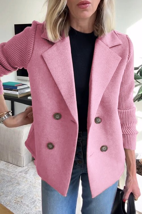Christabel | Double-Breasted Blazer with Knitted Sleeves