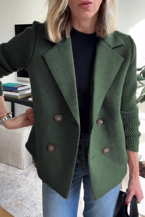 Christabel | Double-Breasted Blazer with Knitted Sleeves