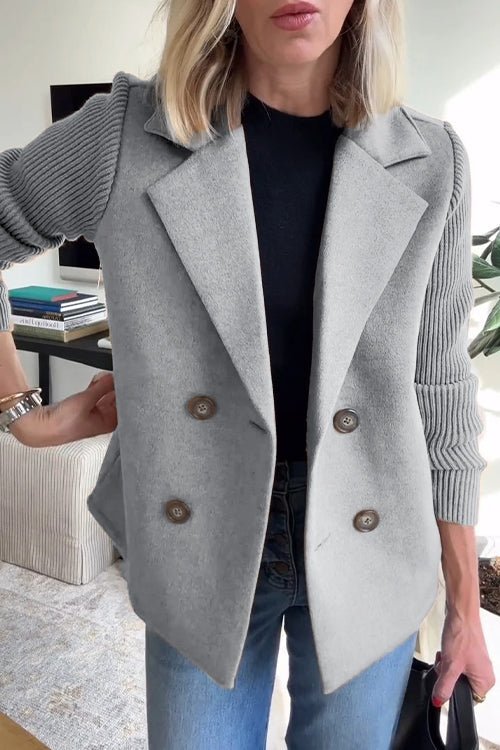 Christabel | Double-Breasted Blazer with Knitted Sleeves