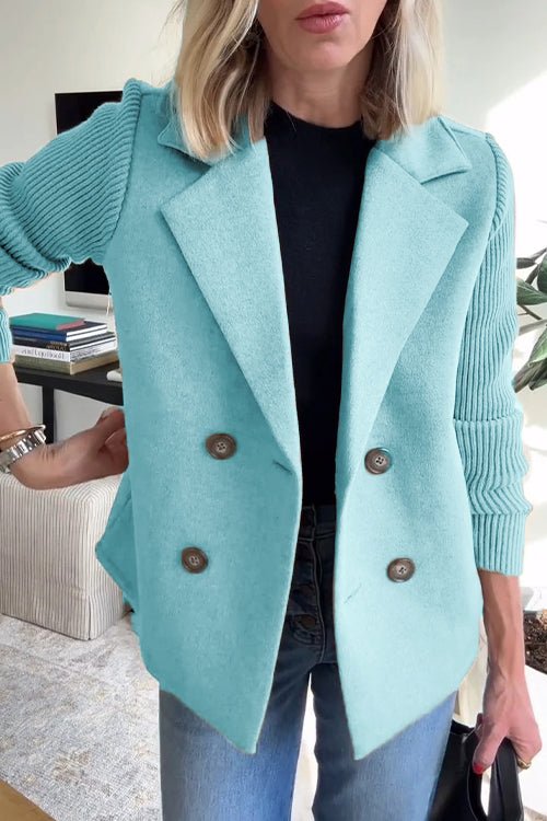Christabel | Double-Breasted Blazer with Knitted Sleeves