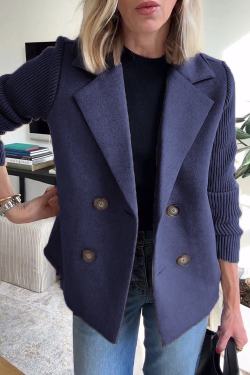 Christabel | Double-Breasted Blazer with Knitted Sleeves