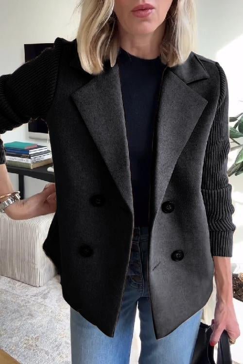 Christabel | Double-Breasted Blazer with Knitted Sleeves