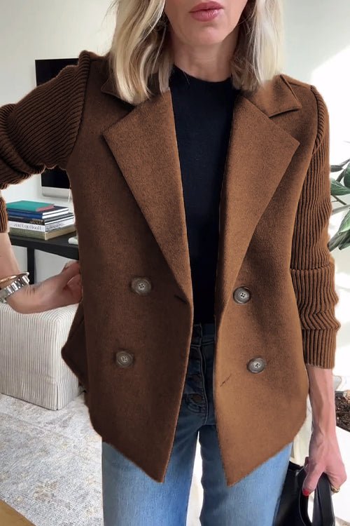 Christabel | Double-Breasted Blazer with Knitted Sleeves