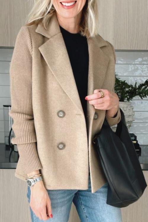 Christabel | Double-Breasted Blazer with Knitted Sleeves