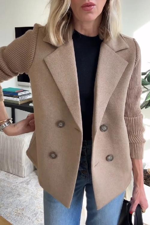 Christabel | Double-Breasted Blazer with Knitted Sleeves