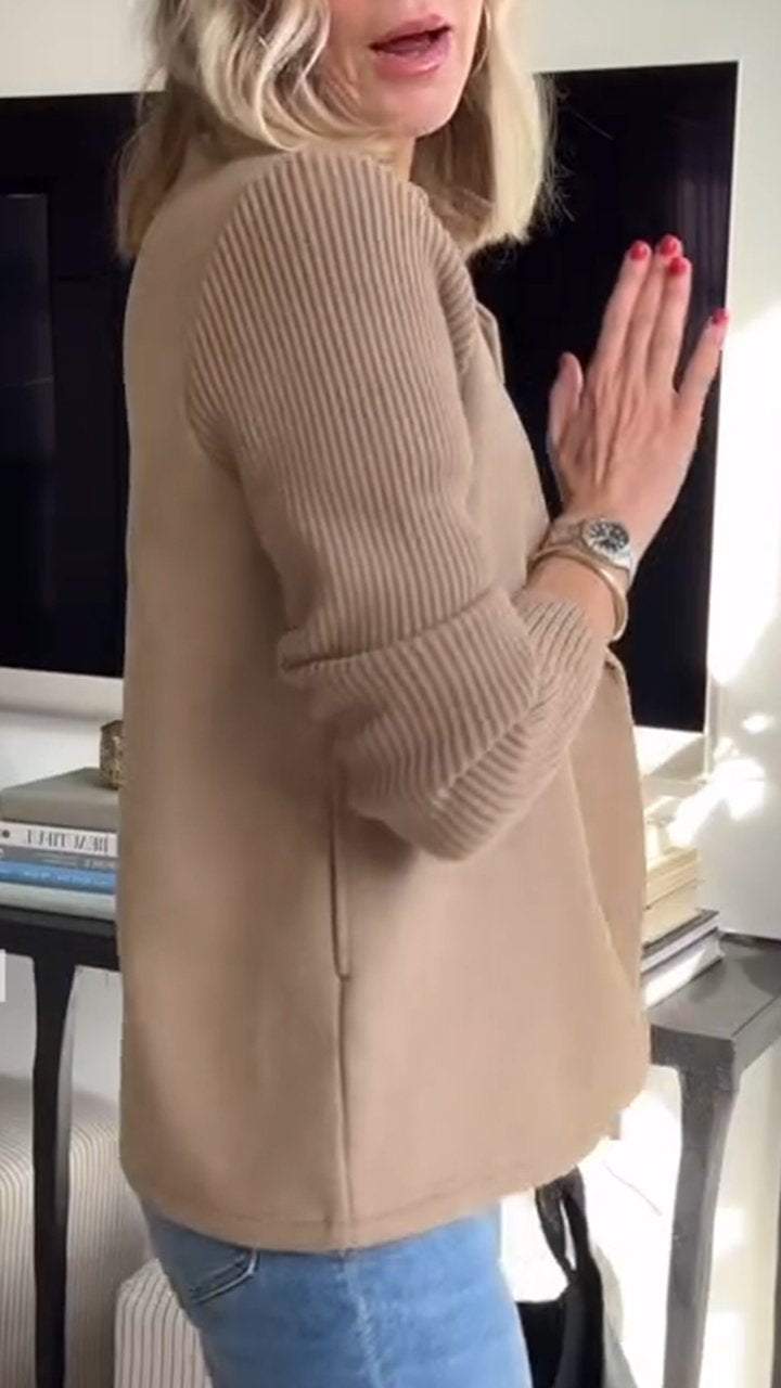 Christabel | Double-Breasted Blazer with Knitted Sleeves