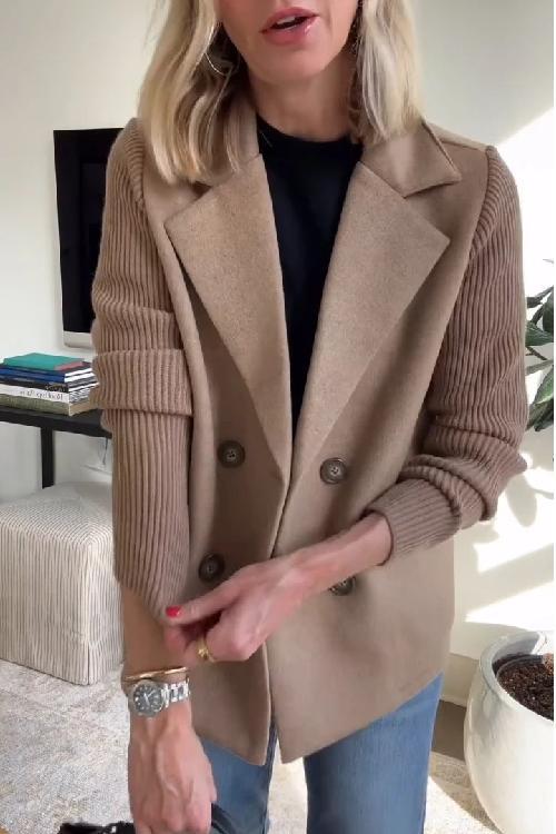 Christabel | Double-Breasted Blazer with Knitted Sleeves