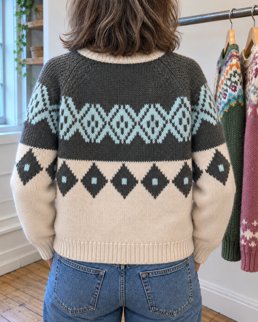 Annie | Charcoal and Cream Diamond Cardigan