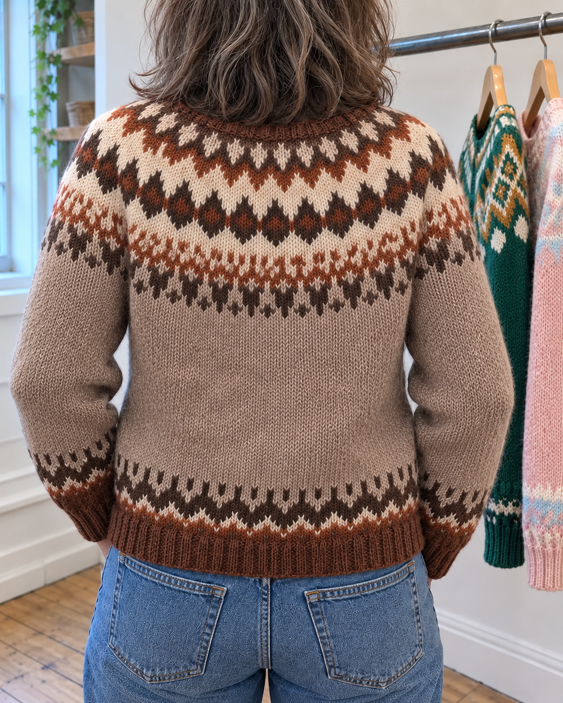 Amelia | Taupe Zigzag Yoke Button-Front Cardigan