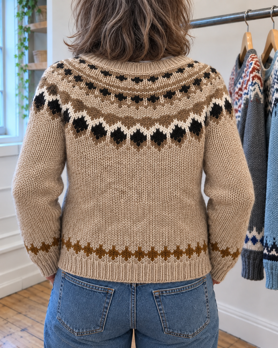 Audrey | Oatmeal Fair Isle Button-Front Cardigan