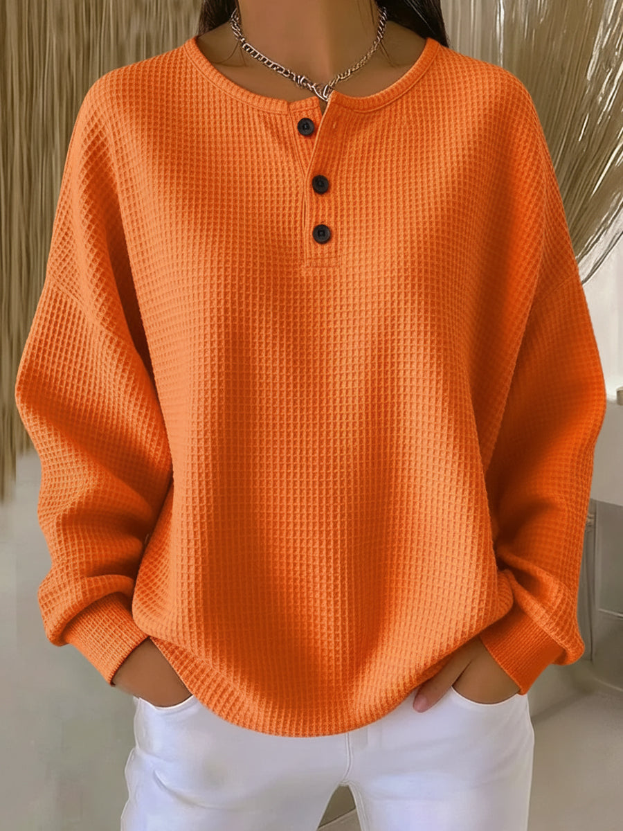 Blanche | Waffle Henley Sweatshirt