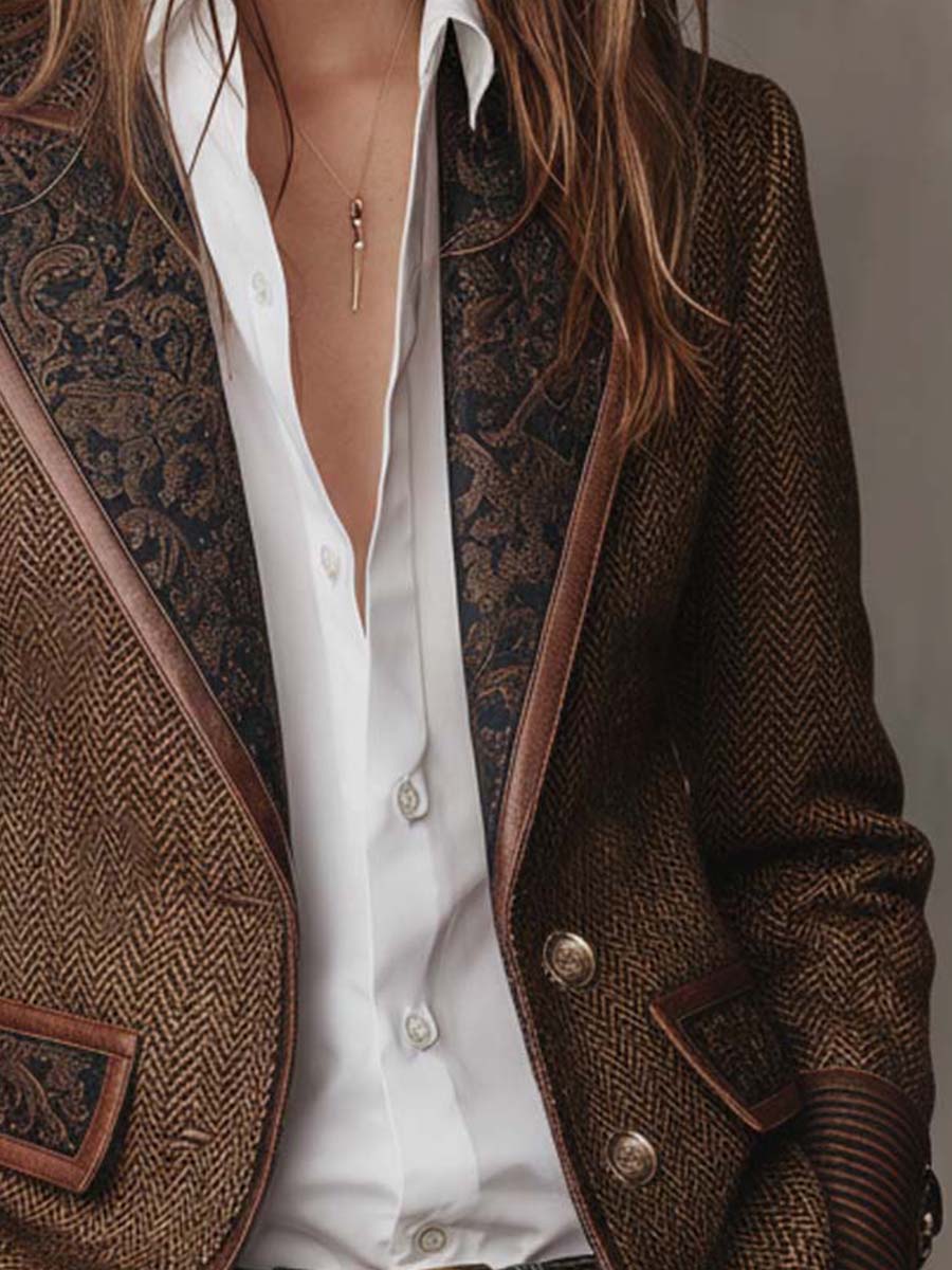 Ottilie | Blazer with Printed Chevron Inserts