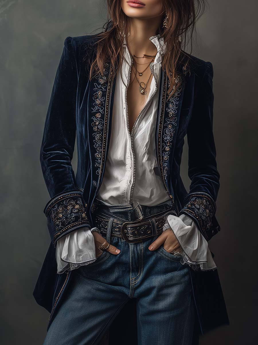 Bethany | Long Embroidered Vintage Coat