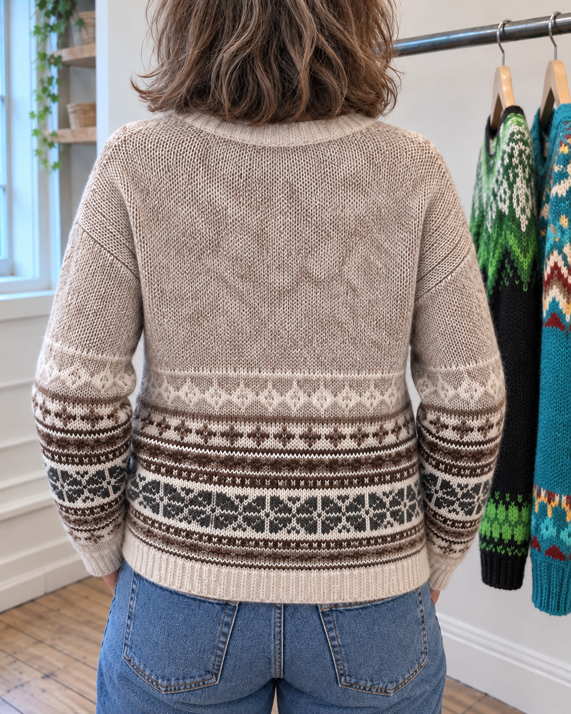 Bella | Cream Patterned Knit Button-Front Cardigan