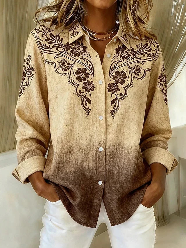 Theresa | Vintage Western-Inspired Floral Button Blouse