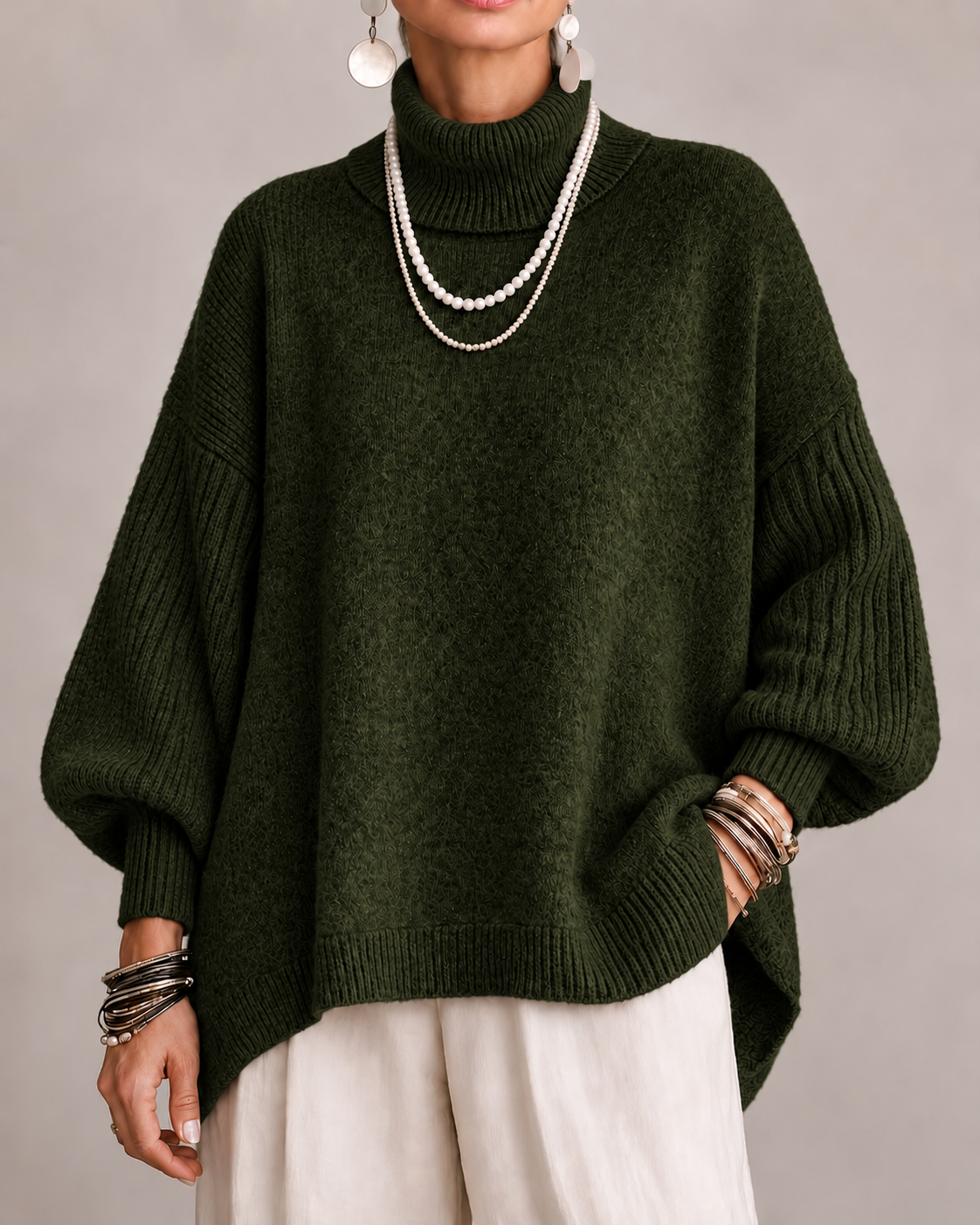 Moira | Elegant High-Low Turtleneck Sweater