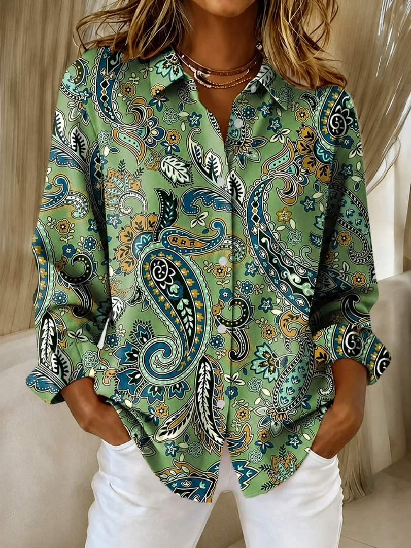 Katherine | Paisley Print Button-Up Blouse