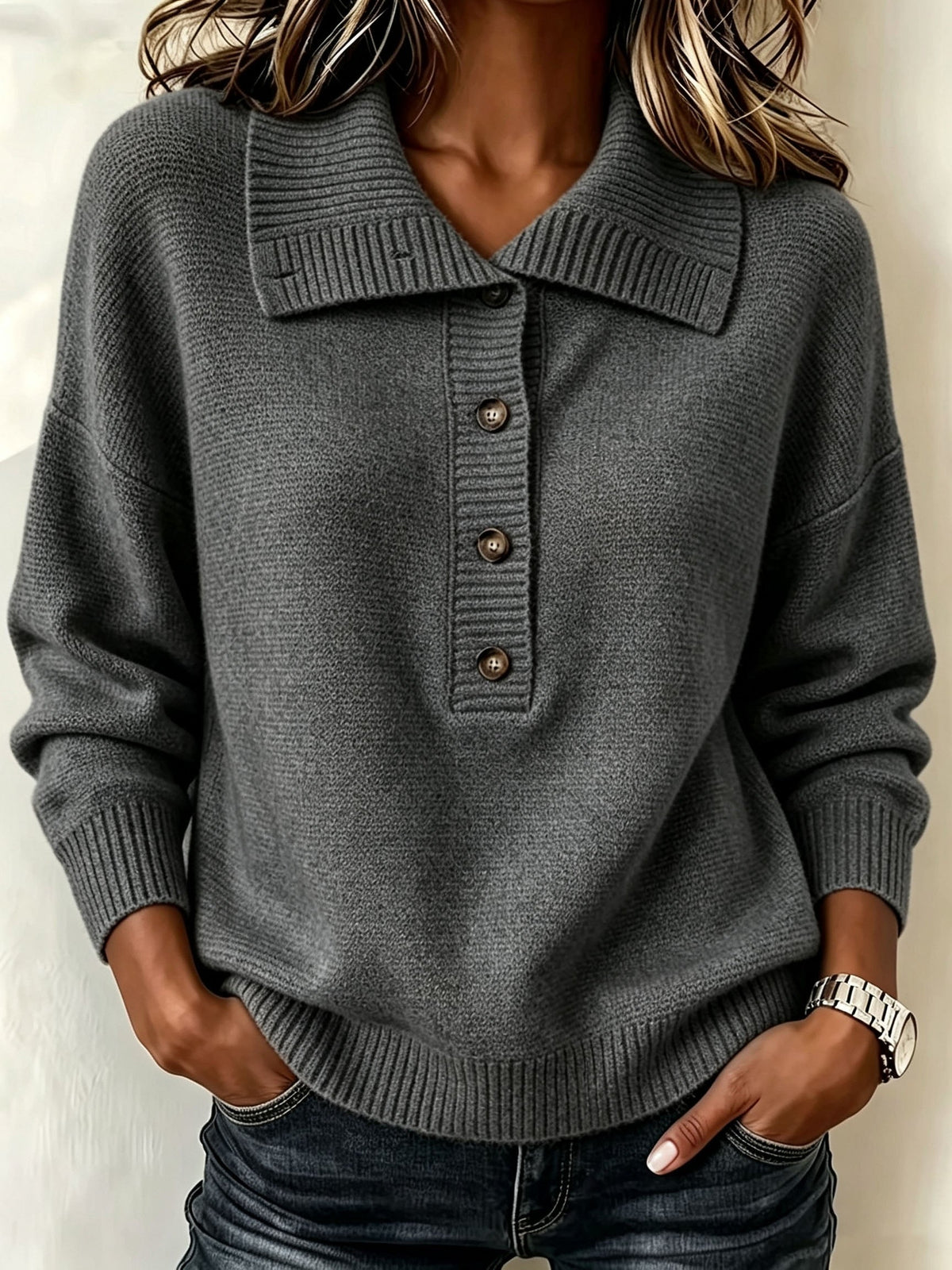 Nora | Collared Button Sweater