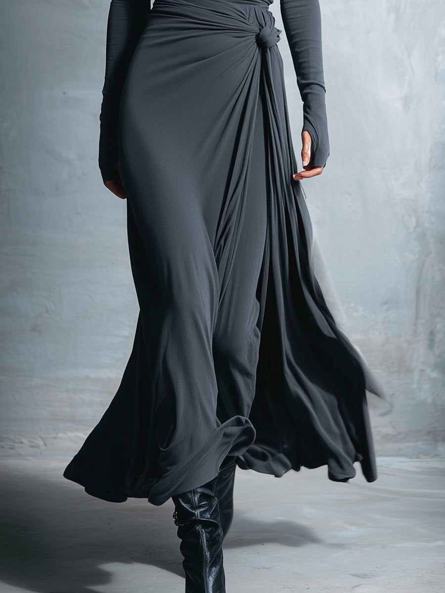 Martha | Maxi Wrap Dress with Knot Detail