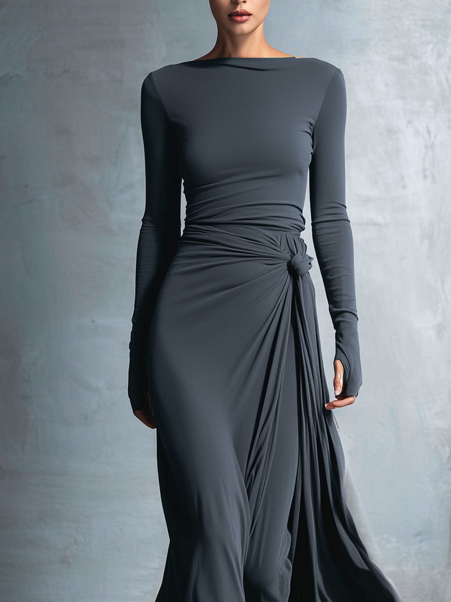 Martha | Maxi Wrap Dress with Knot Detail