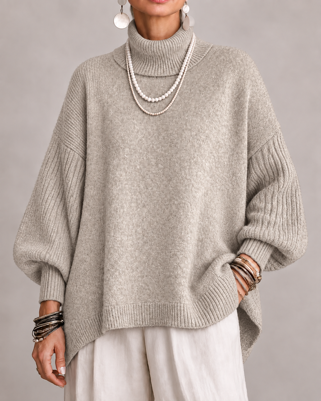 Moira | Elegant High-Low Turtleneck Sweater