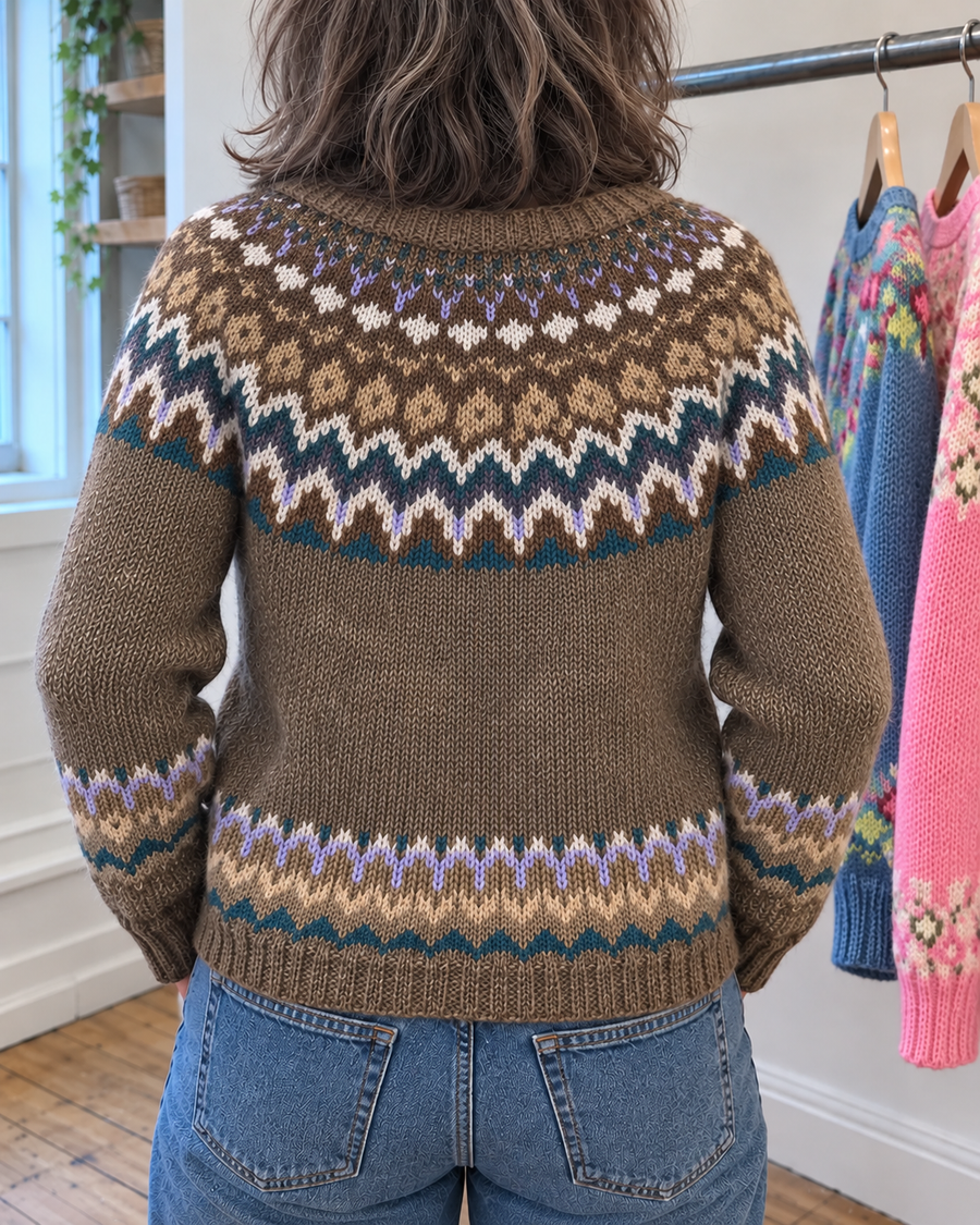 Cora | Olive Fair Isle Button-Front Cardigan