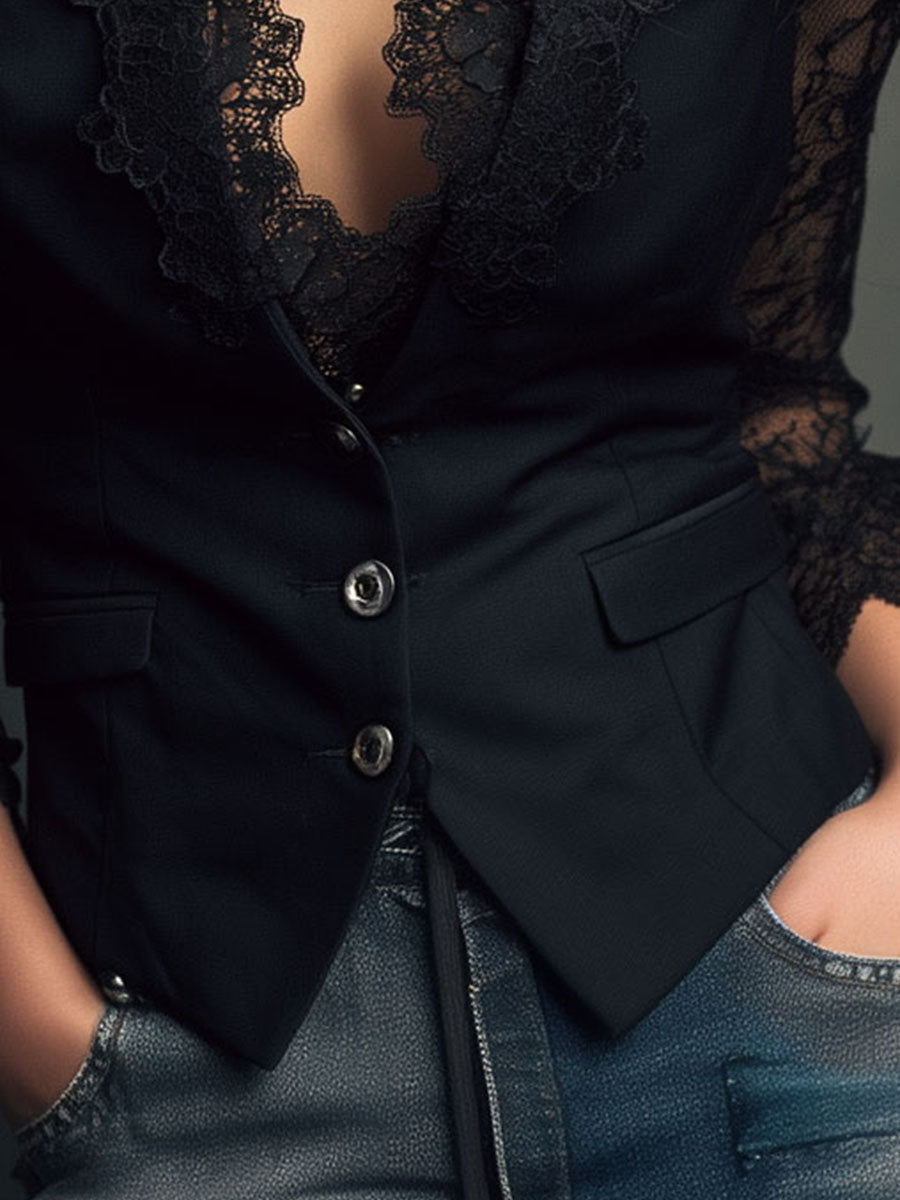 Rhona | Blazer with Semi-Sheer Sleeves