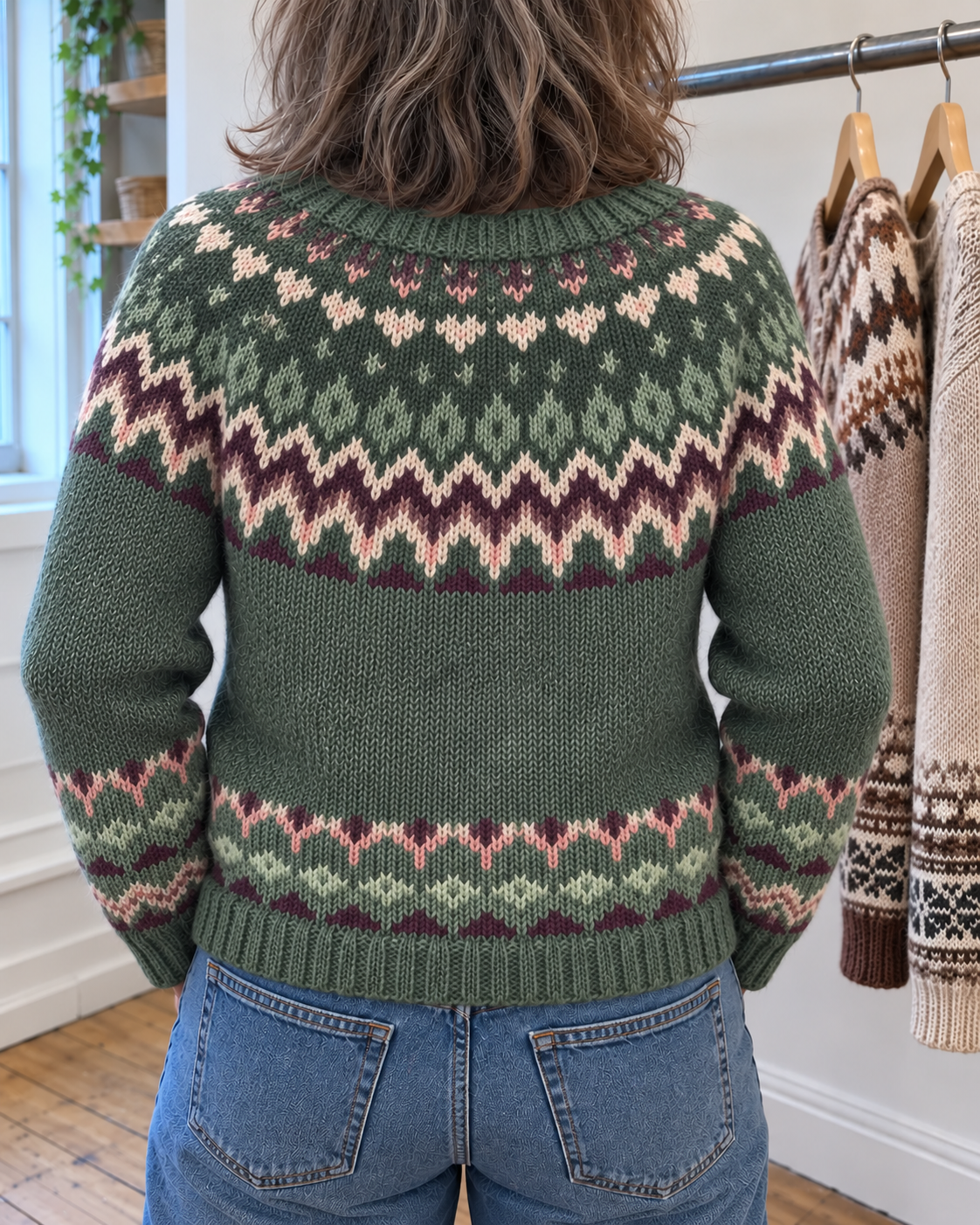 Delilah | Green Zigzag Stripe Button-Front Cardigan