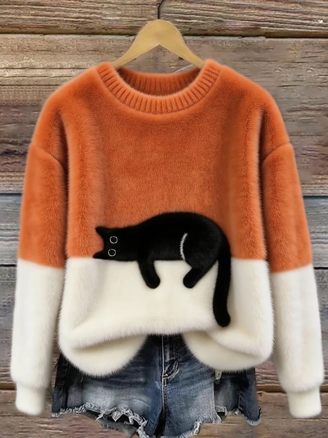 Evelyn | Cat Motif Oversized Sweater
