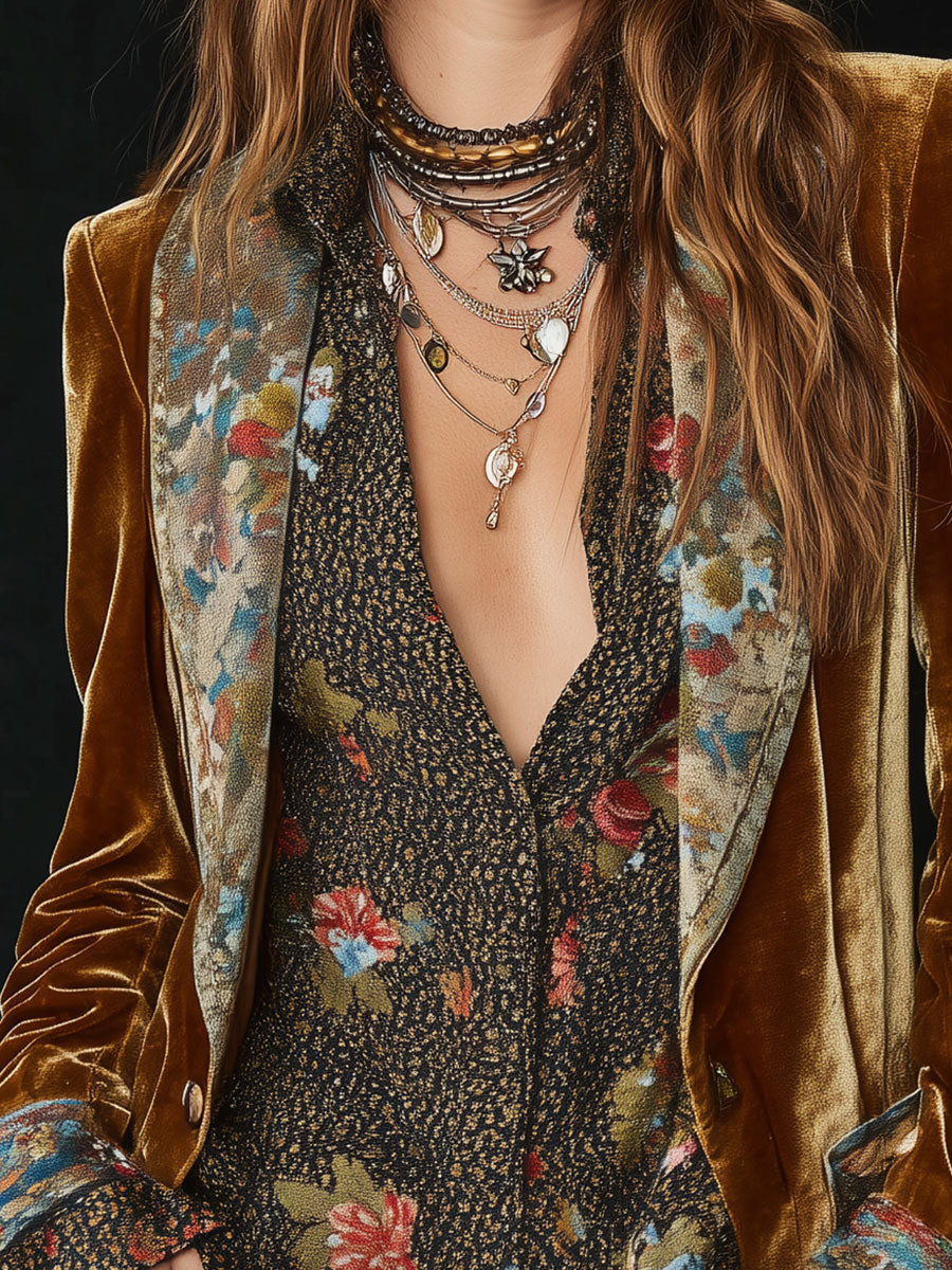 Sybil | Vintage Patchwork Floral Print Blazer