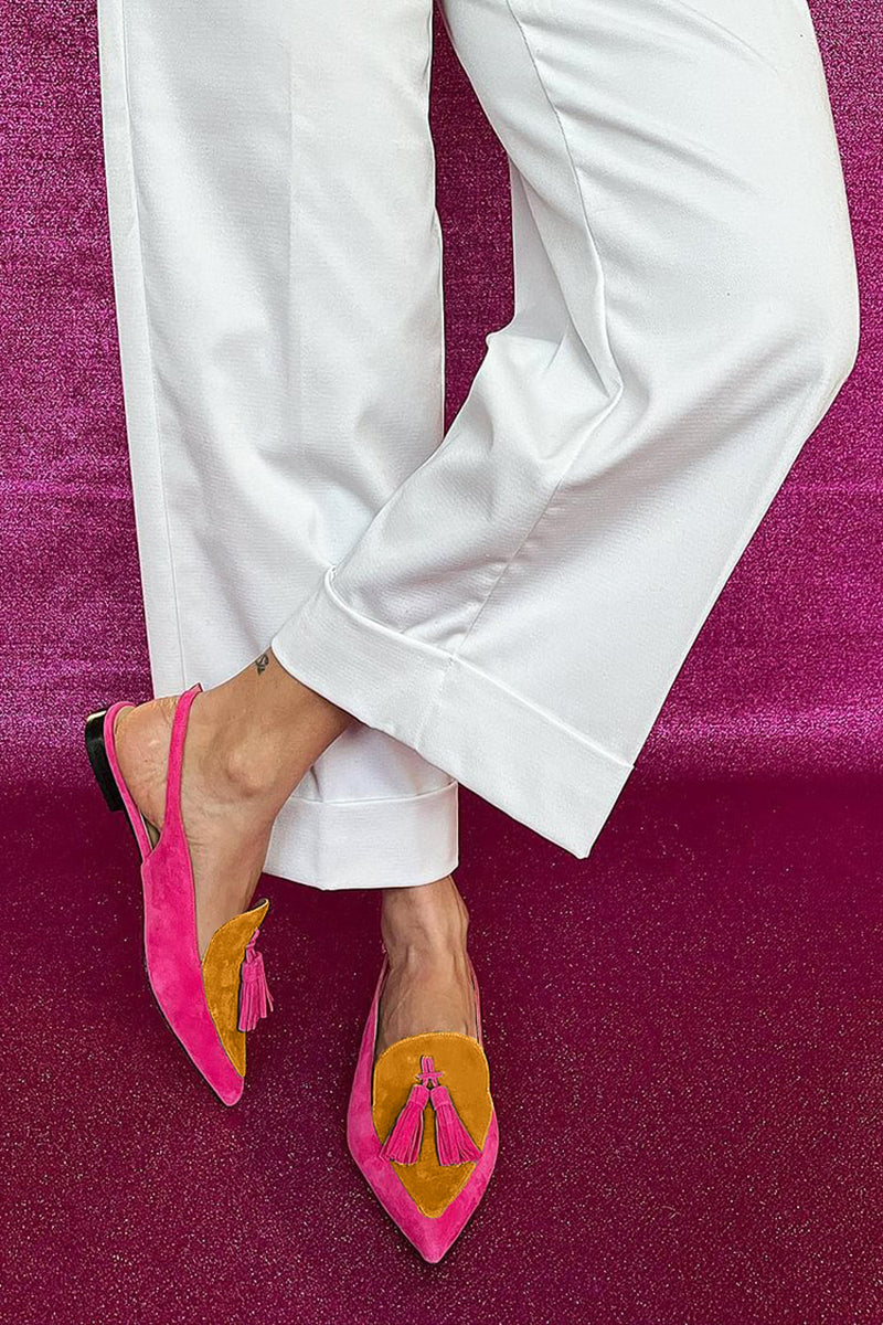 Stephanie | Fringe Ballet Flats with Ankle Strap