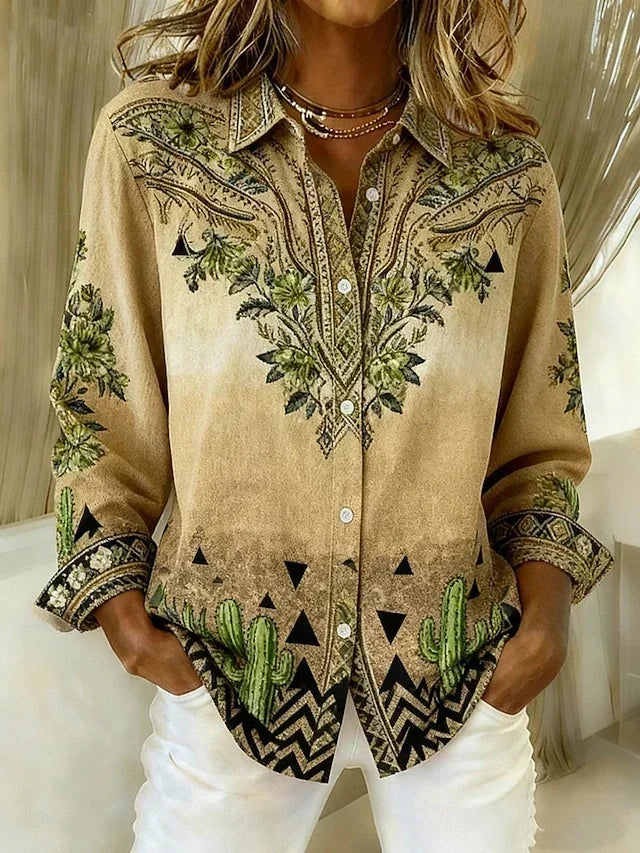 Theresa | Vintage Western-Inspired Floral Button Blouse