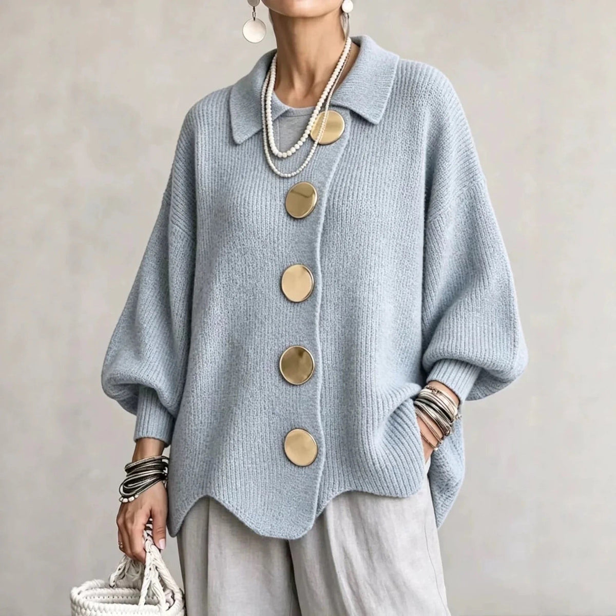 Gwendolen | Oversized Collared Button Cardigan