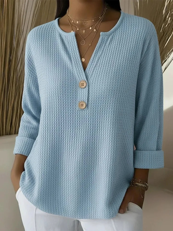 Alice | Waffle Knit Henley Top