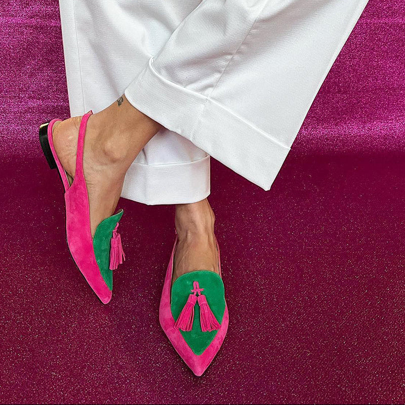 Stephanie | Fringe Ballet Flats with Ankle Strap