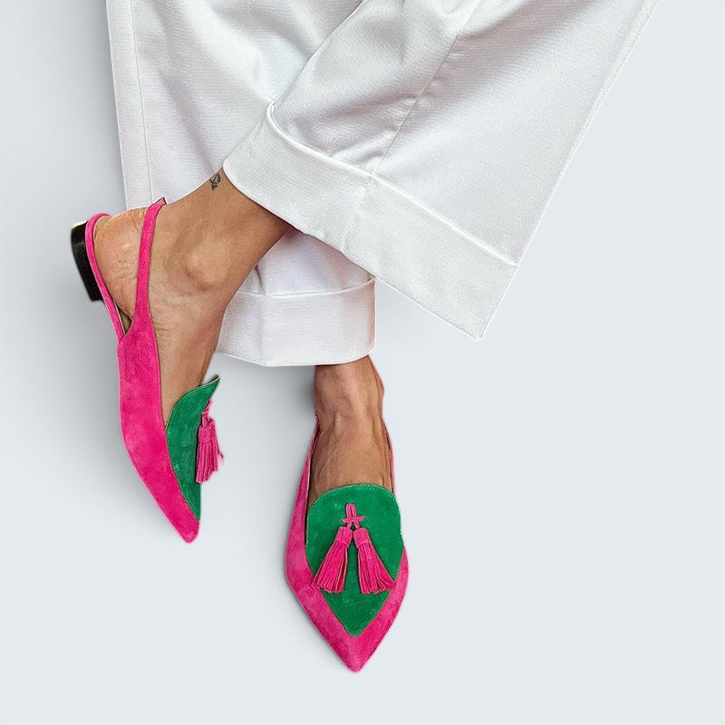 Stephanie | Fringe Ballet Flats with Ankle Strap
