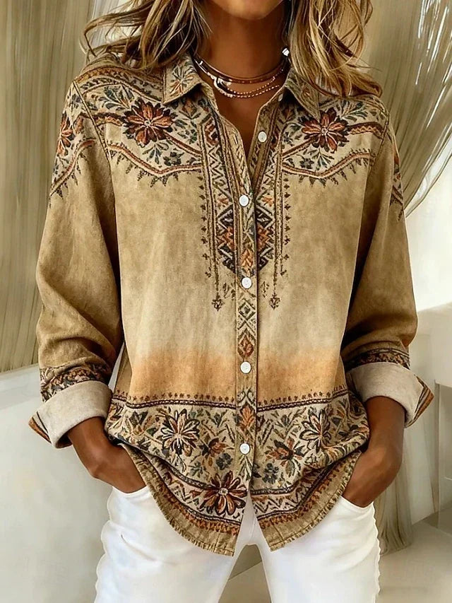 Rosamund | Vintage Floral Button-Front Blouse