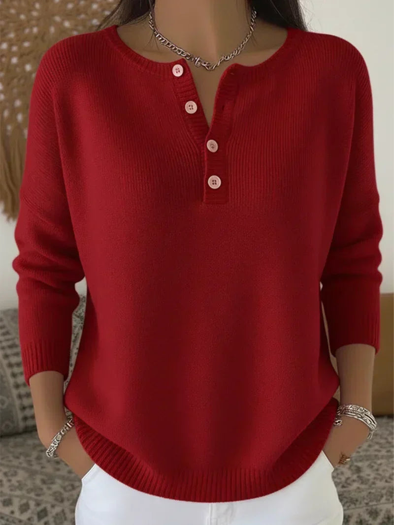 Gracie | Henley Button Knit Sweater