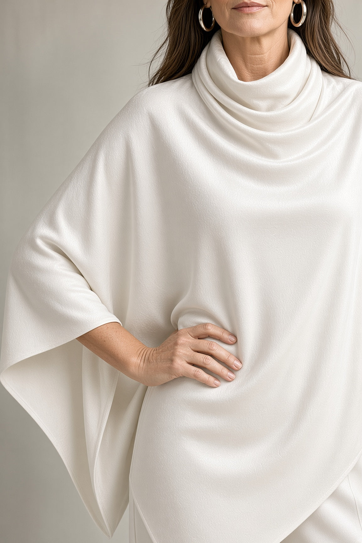 Muriel | Draped Felt Poncho Top and Wide-Leg Trouser Set