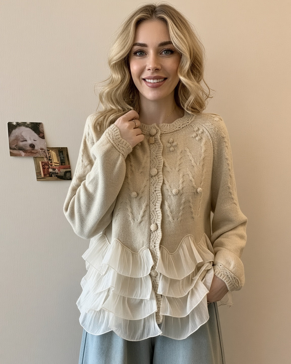 Ianthe | Ruffle Hem Button-Front Cardigan