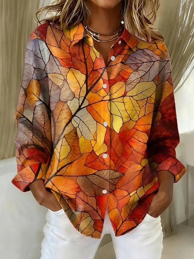 Melanie | Vintage Botanical Print Button Blouse