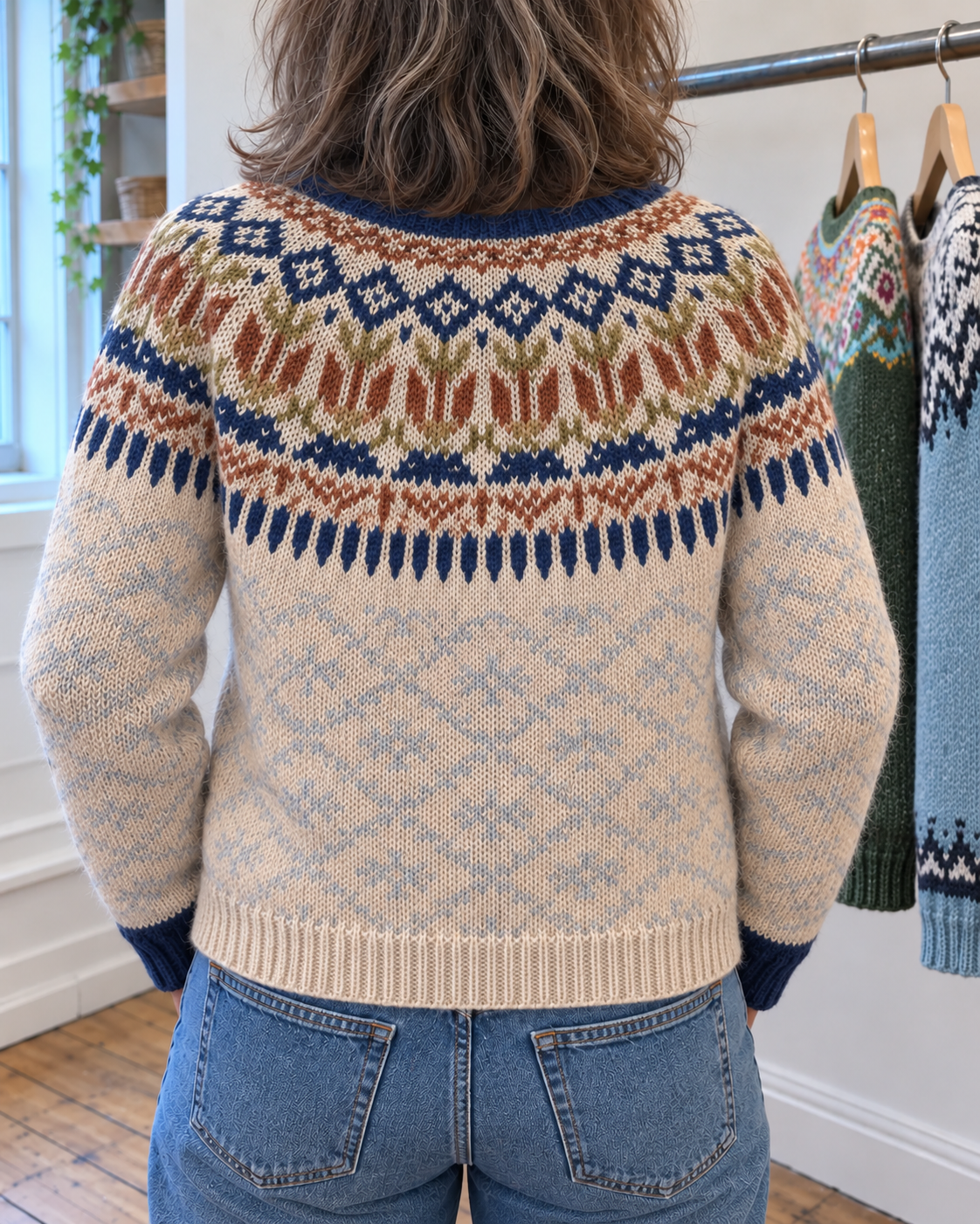 Hayley | Cream and Navy Nordic Yoke Cardigan