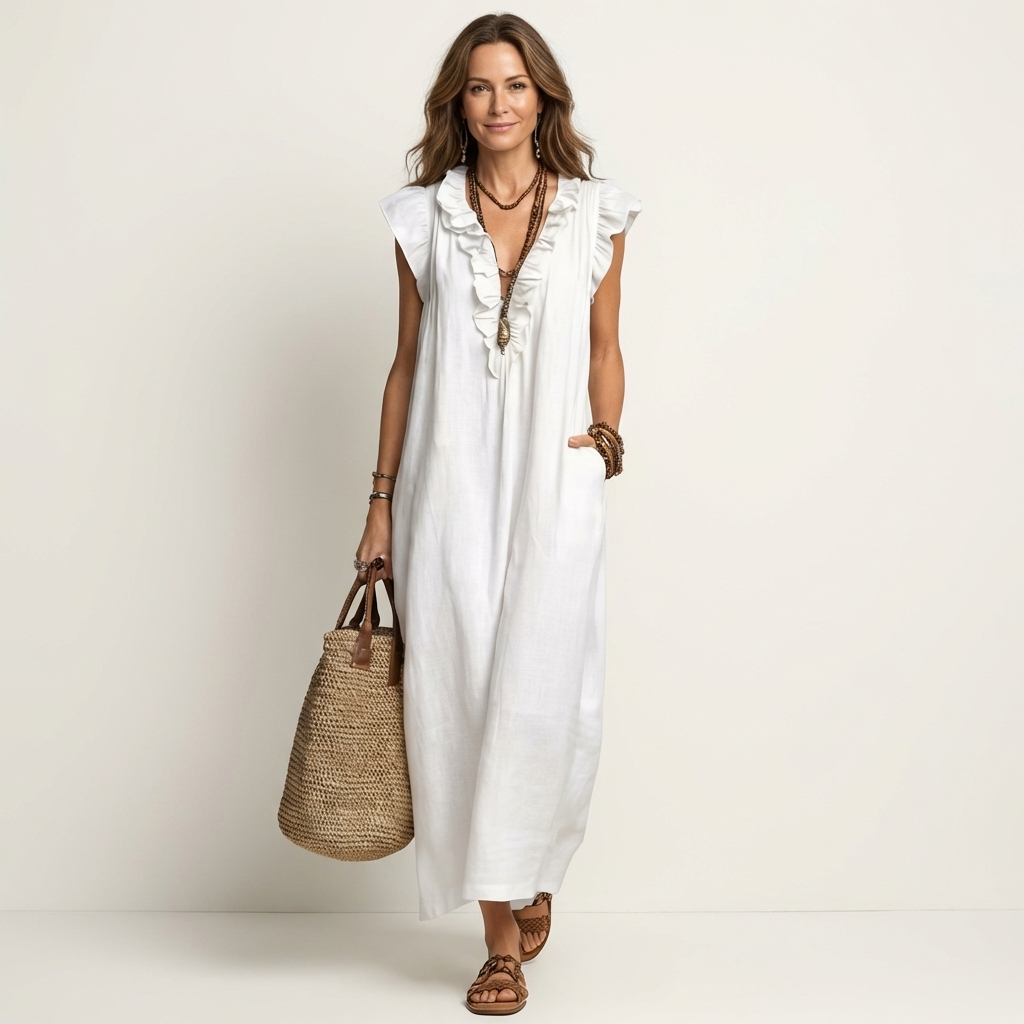 Natasha | Ruffle V-Neck Maxi Dress